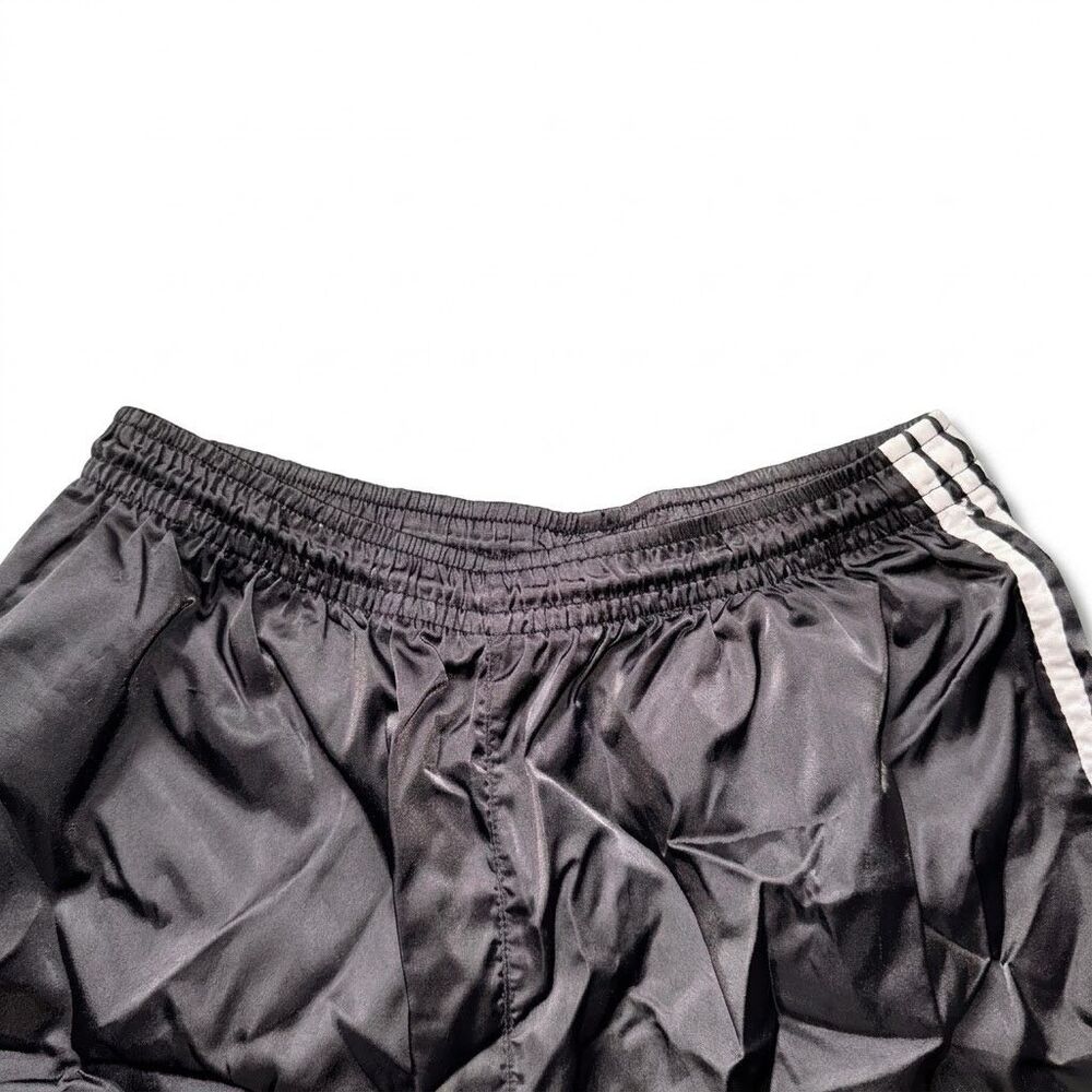 Adidas 90s Rare Satin Soccer Shorts Lisbon Silky Nylon Black White Medium - Picture 7 of 9